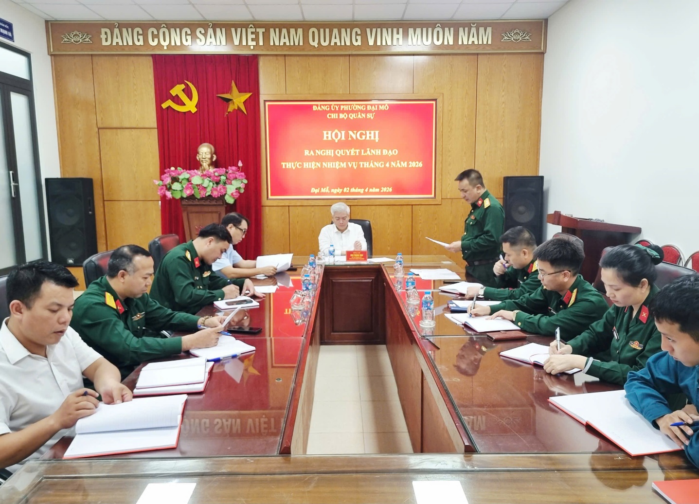 Chi bộ Quân sự phường ra Nghị quyết lãnh đạo thực hiện nhiệm vụ tháng 4 năm 2026- Ảnh 1.