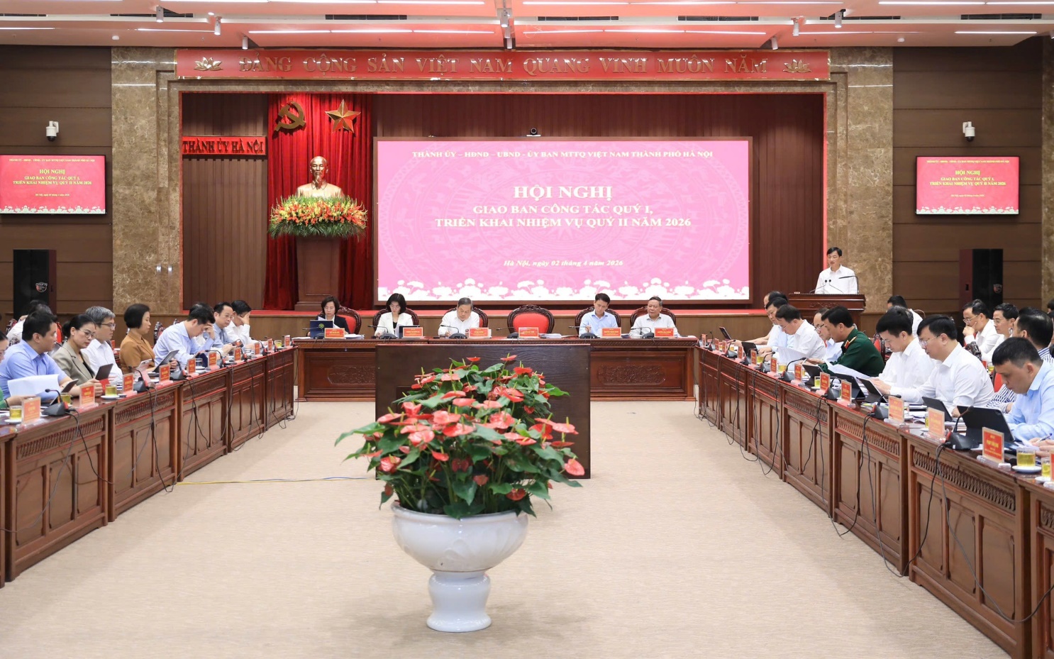 Đảng uỷ xã Hoài Đức tiếp sóng hội nghị trực tuyến giao ban quý I của Thành uỷ-HĐND-UBND-Uỷ ban MTTQ Việt Nam Thành phố Hà Nội- Ảnh 4.