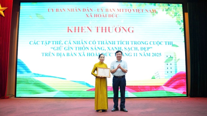 UBND-UB MTTQ xã Hoài Đức sơ kết 3 tháng triển khai cuộc thi Giữ gìn thôn, tổ dân phố sáng, xanh, sạch đẹp, an toàn- Ảnh 10.