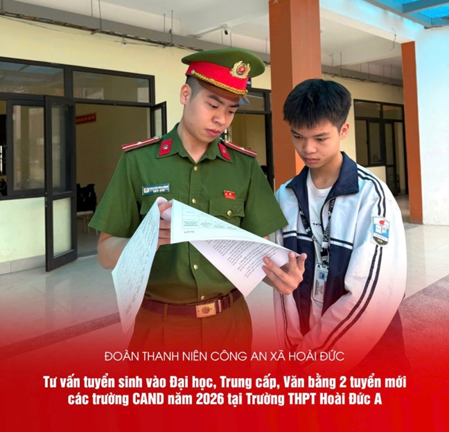 Đoàn Thanh niên Công an xã Hoài Đức tổ chức tư vấn tuyển sinh CAND năm 2026 tại Trường THPT Hoài Đức A.- Ảnh 2.