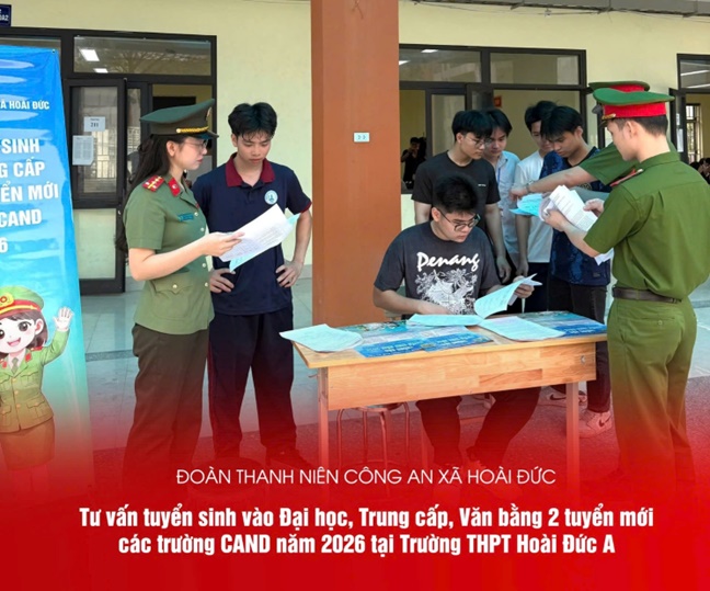 Đoàn Thanh niên Công an xã Hoài Đức tổ chức tư vấn tuyển sinh CAND năm 2026 tại Trường THPT Hoài Đức A.- Ảnh 3.