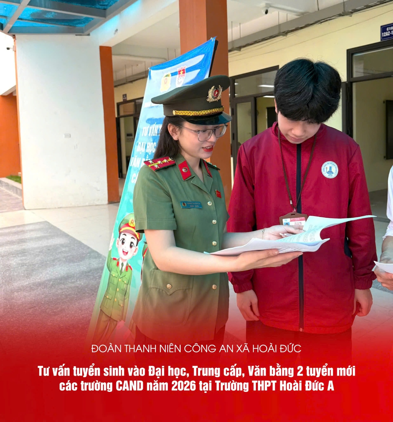 Đoàn Thanh niên Công an xã Hoài Đức tổ chức tư vấn tuyển sinh CAND năm 2026 tại Trường THPT Hoài Đức A.- Ảnh 1.
