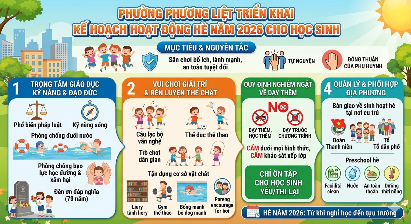 PHƯỜNG PHƯƠNG LIỆT TRIỂN KHAI KẾ HOẠCH HOẠT ĐỘNG HÈ NĂM 2026 CHO HỌC SINH- Ảnh 1.