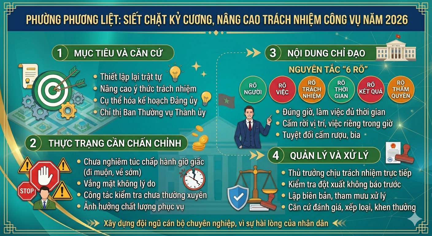 Phường Phương Liệt: Siết chặt kỷ cương, nâng cao trách nhiệm công vụ năm 2026- Ảnh 1.