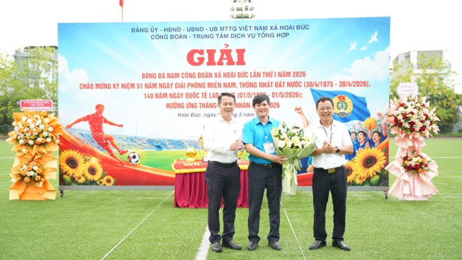 Sôi nổi Giải bóng đá nam Công đoàn xã Hoài Đức lần thứ I năm 2026- Ảnh 3.