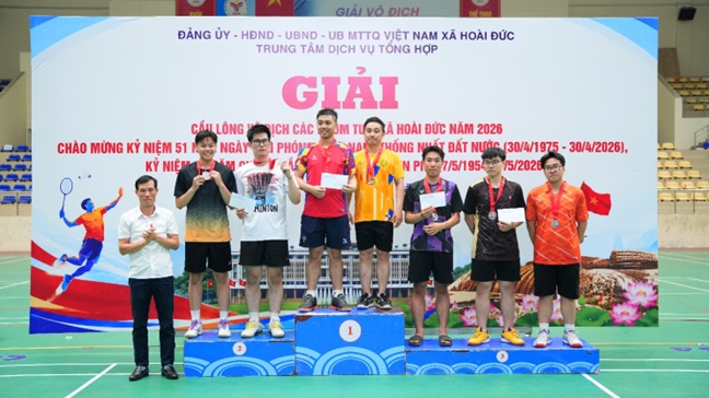 Nhiều trận cầu hấp dẫn tại giải cầu lông vô địch các nhóm lứa tuổi xã Hoài Đức năm 2026- Ảnh 10.