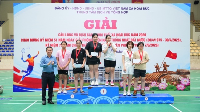 Nhiều trận cầu hấp dẫn tại giải cầu lông vô địch các nhóm lứa tuổi xã Hoài Đức năm 2026- Ảnh 12.