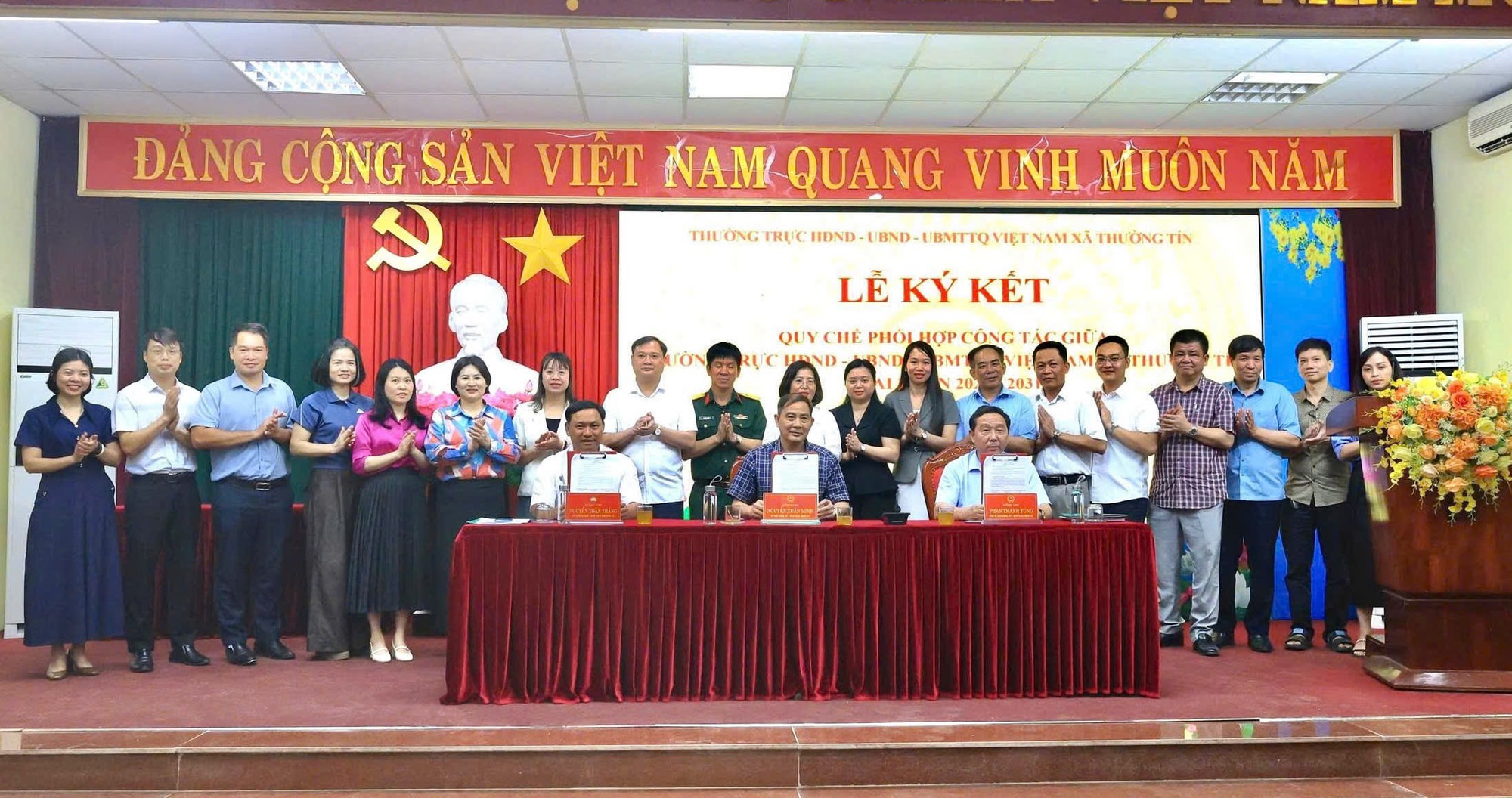 Các cơ quan của xã Thường Tín ký kết quy chế phối hợp công tác- Ảnh 1.
