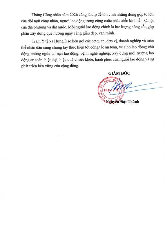HƯỞNG ỨNG THÁNG CÔNG NHÂN VÀ THÁNG HÀNH ĐỘNG VỀ AN TOÀN, VỆ SINH LAO ĐỘNG NĂM 2026- Ảnh 2.