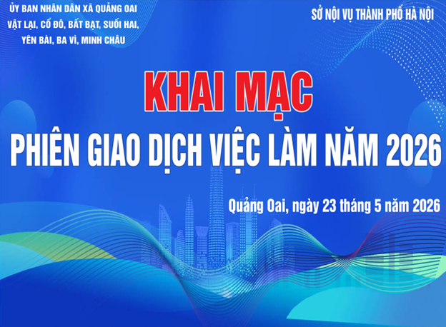 "Phiên giao dịch việc làm năm 2026 xã Quảng Oai chủ trì và phối hợp với các xã Bất Bạt, Vật Lại, Cổ Đô, Suối Hai, Yên Bài, Ba Vì, Minh Châu.- Ảnh 1.