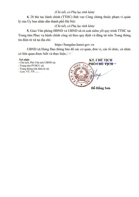 Thông báo công khai các thủ tục hành chính thuộc phạm vi quản lý của UBND thành phố Hà Nội- Ảnh 2.