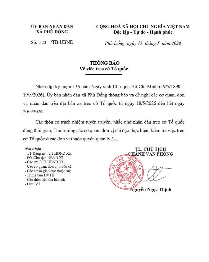 Thông báo về việc treo cờ Tổ quốc- Ảnh 1.