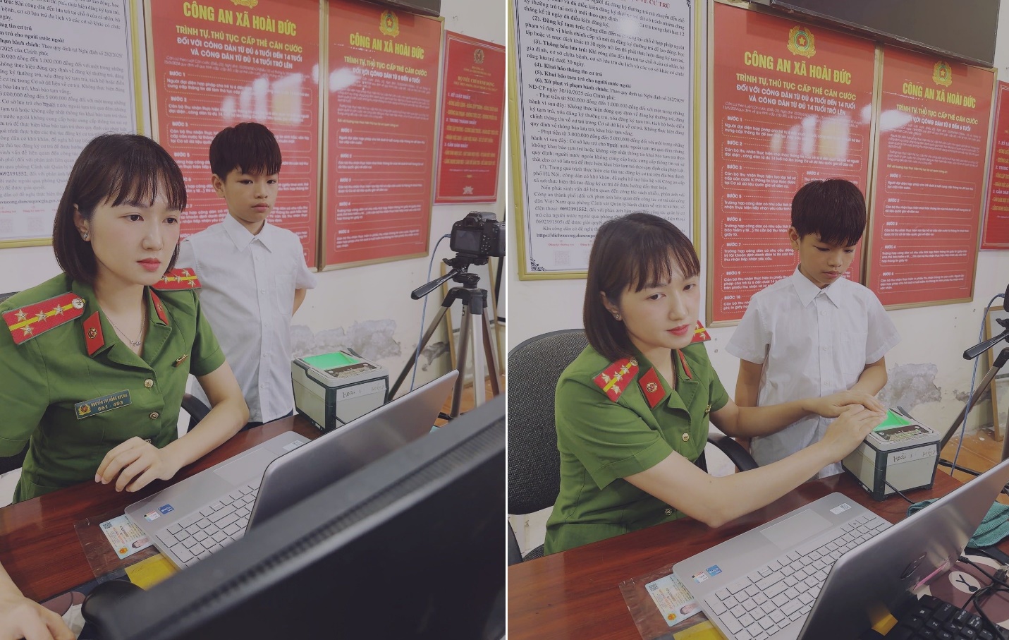 Công an xã Hoài Đức tổng lực triển khai đợt cao điểm cấp Căn cước cho trẻ từ 6 đến 14 tuổi- Ảnh 1.
