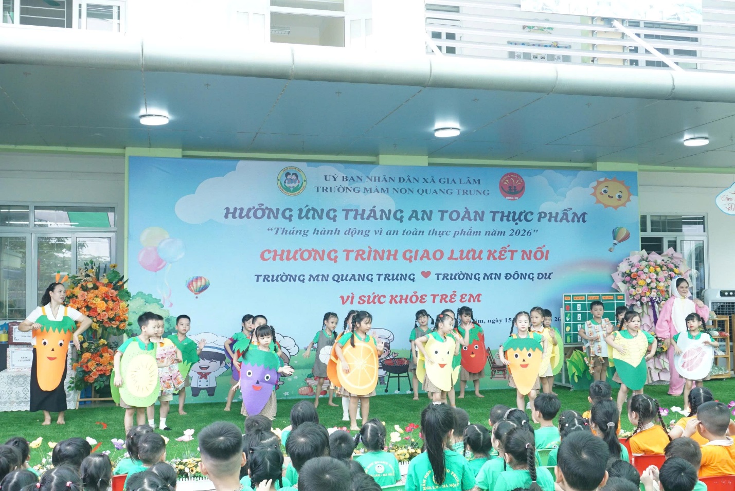 Trường Mầm non Quang Trung tổ chức chương trình giao lưu “Bé vui khỏe - Ăn sạch mỗi ngày”- Ảnh 1.