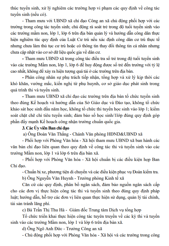 Kế hoạch tổ chức Kỳ thi tốt nghiệp trung học phổ thông,
thi tuyển sinh vào lớp 10 năm 2026 và tuyển sinh vào các trường mầm non, lớp 1, lớp 6 xã Kim Anh năm học 2026-2027- Ảnh 10.