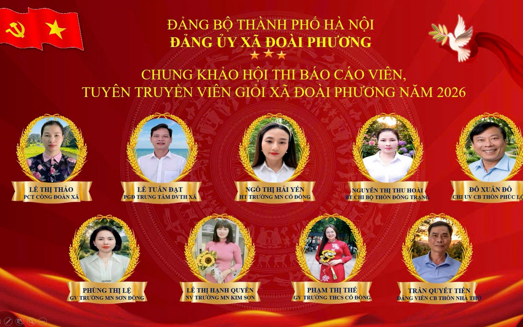 Chung khảo Hội thi Báo cáo viên, tuyên truyền viên giỏi xã Đoài Phương năm 2026.