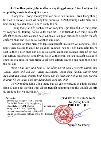 UBND phường Định Công thông báo- Ảnh 2.