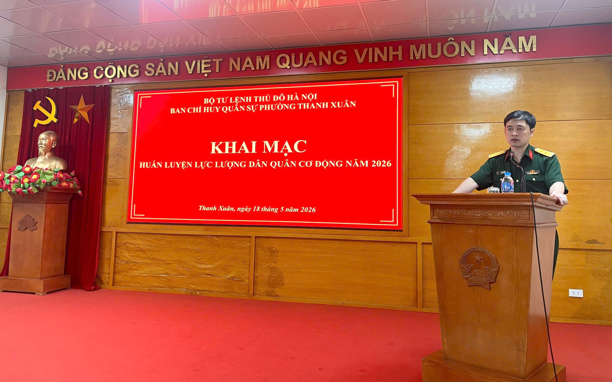 Phường Thanh Xuân tổ chức huấn luyện lực lượng Dân quân cơ động năm 2026