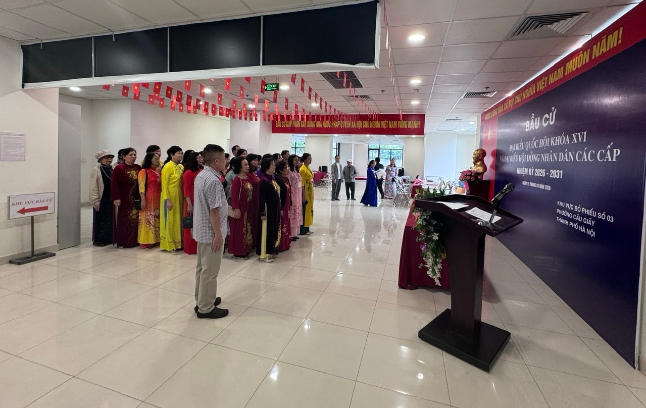 Phường Cầu Giấy đồng loạt diễn tập: Sẵn sàng mọi phương án cho ngày bầu cử- Ảnh 1.