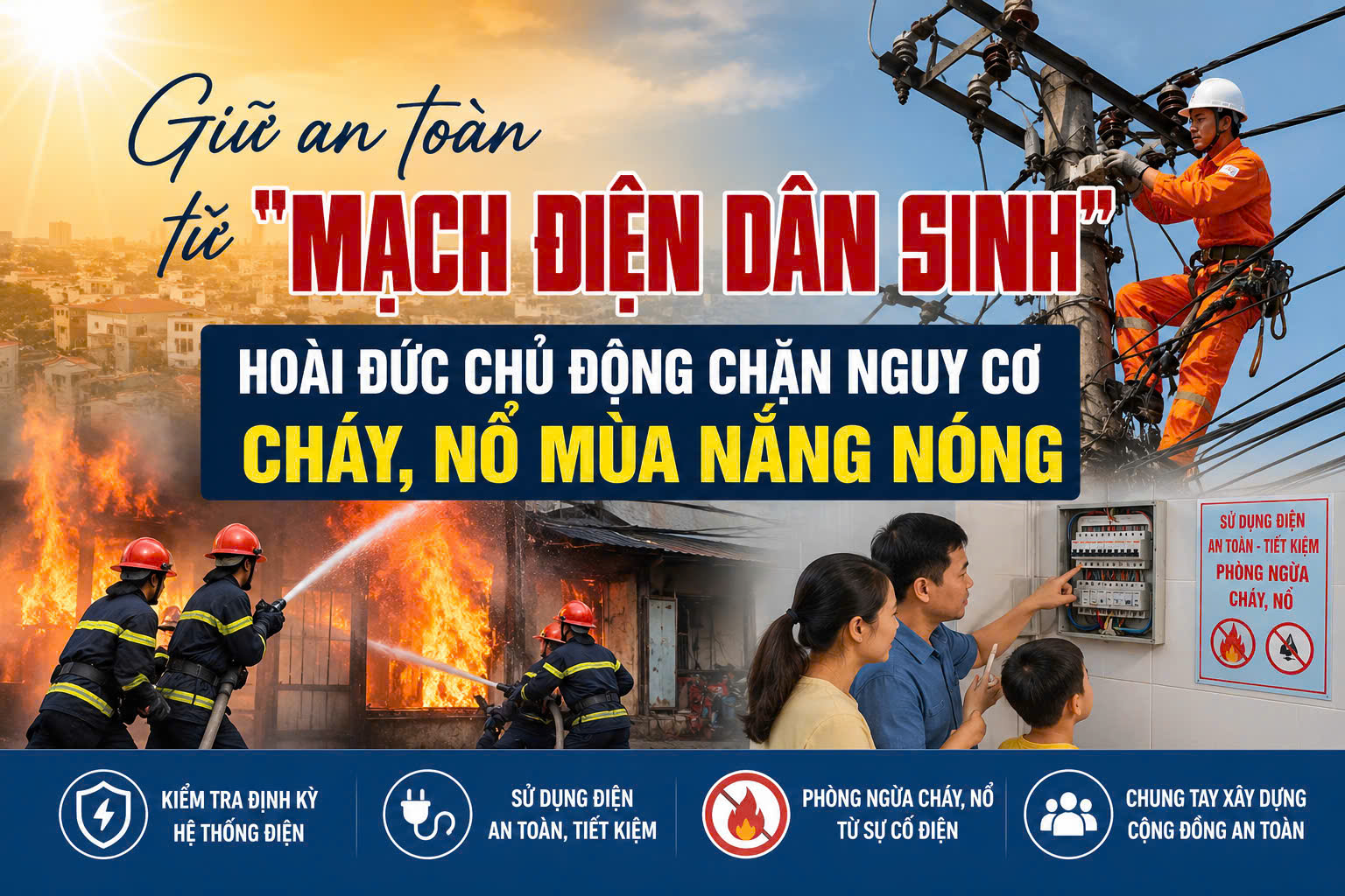 Giữ an toàn từ mạch điện dân sinh-Hoài Đức chủ động chặn nguy cơ cháy, nổ mùa nắng nóng- Ảnh 1.