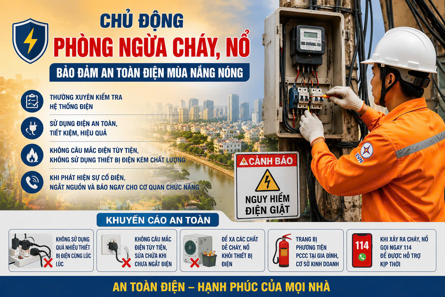 Giữ an toàn từ mạch điện dân sinh-Hoài Đức chủ động chặn nguy cơ cháy, nổ mùa nắng nóng- Ảnh 2.