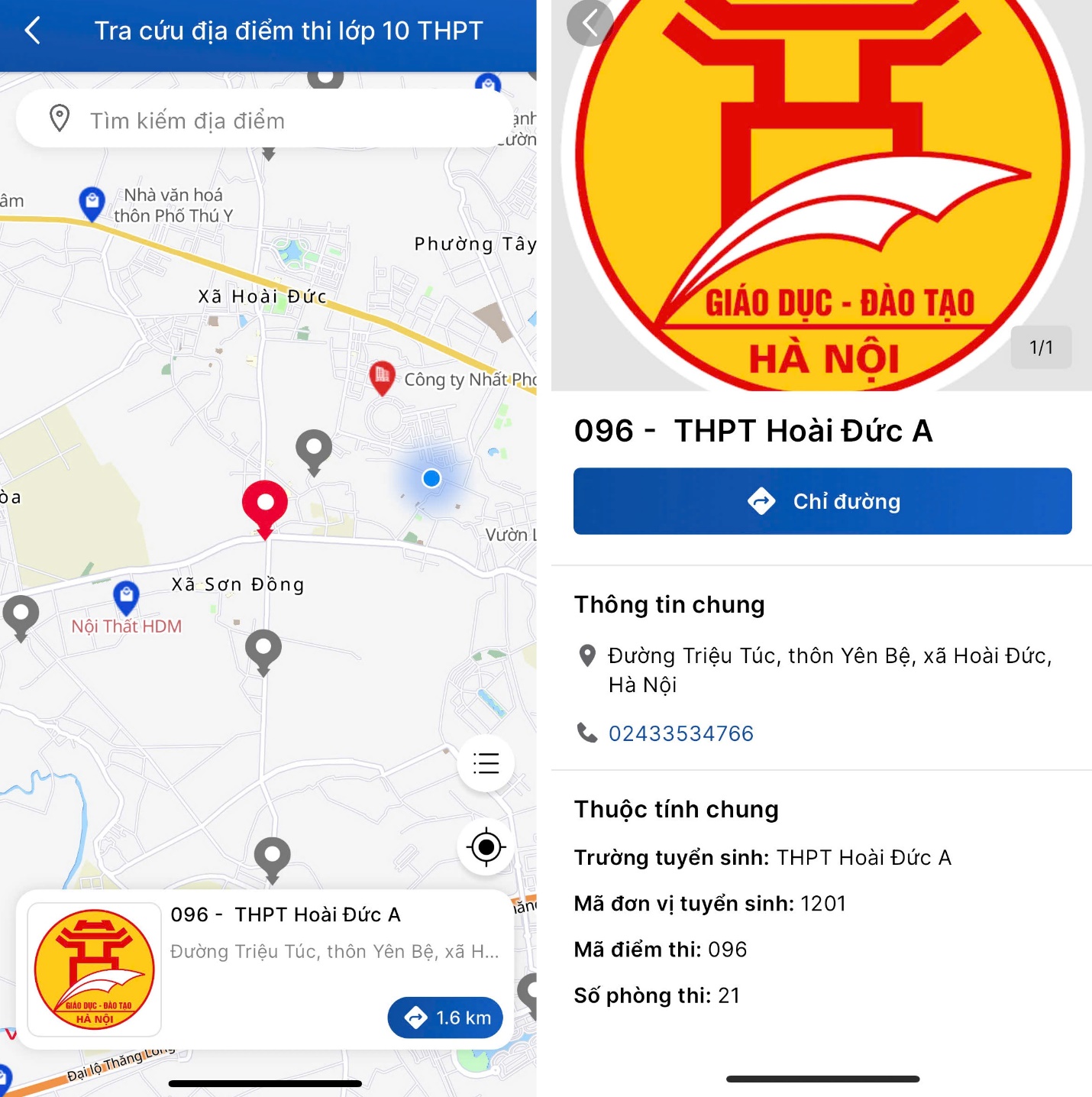 Ứng dụng iHanoi “gỡ khó” tìm đường cho phụ huynh, học sinh thi lớp 10 tại Hoài Đức- Ảnh 3.