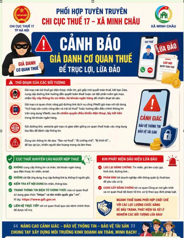 Xã Minh Châu phối hợp cảnh báo giả danh cơ quan thuế để trục lợi, lừa đảo- Ảnh 1.