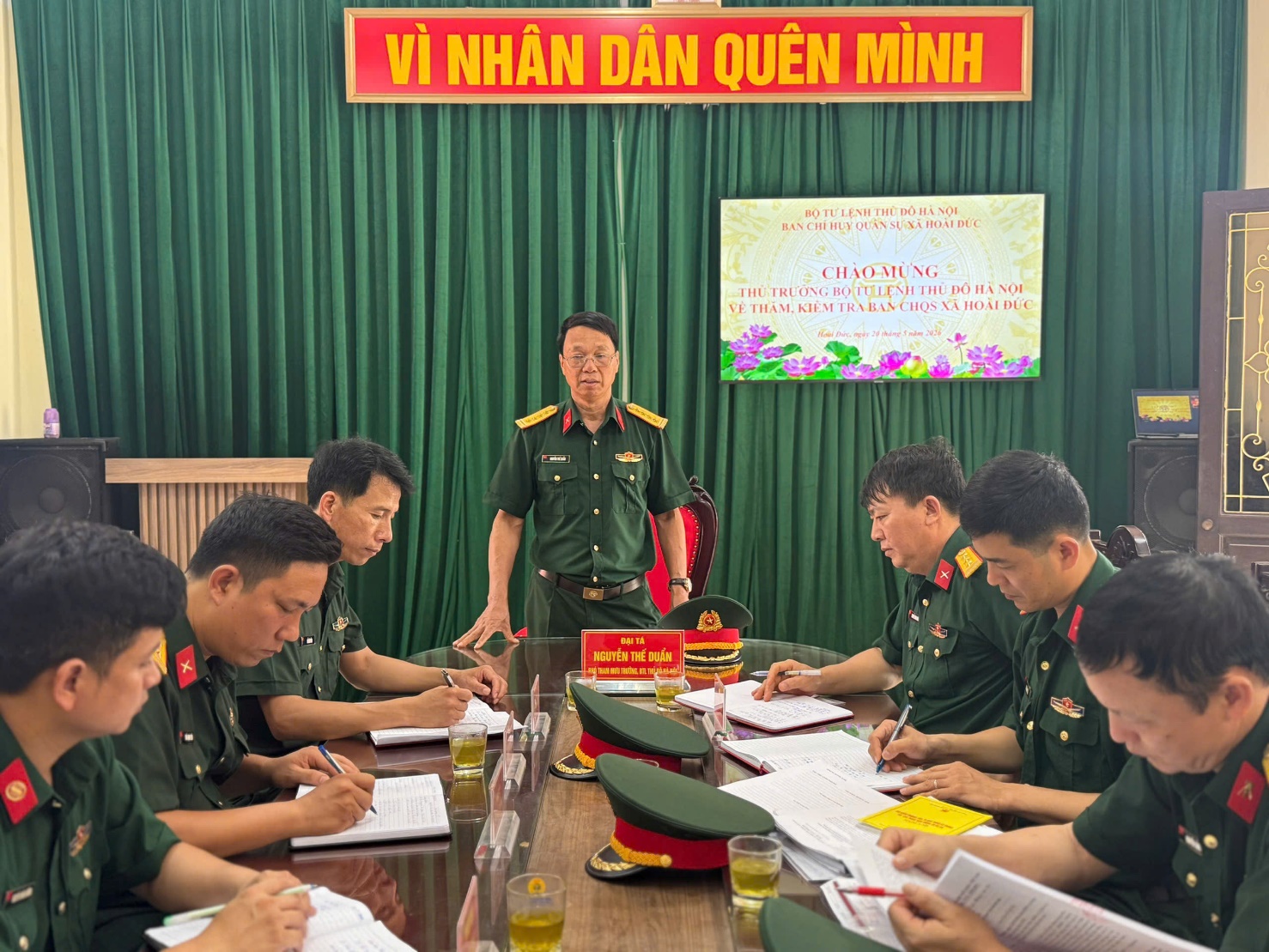 Đoàn kiểm tra của Bộ Tư lệnh Thủ đô Hà Nội về thăm kiểm tra và làm việc tại Ban CHQS xã Hoài Đức- Ảnh 11.