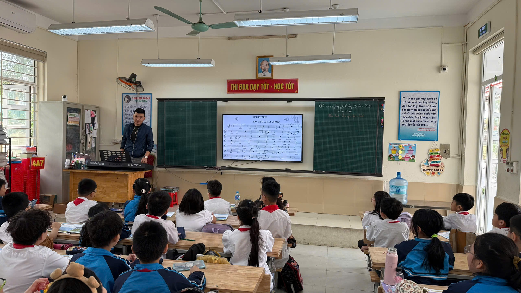 A classroom with a person standing in front of a screen  AI-generated content may be incorrect.