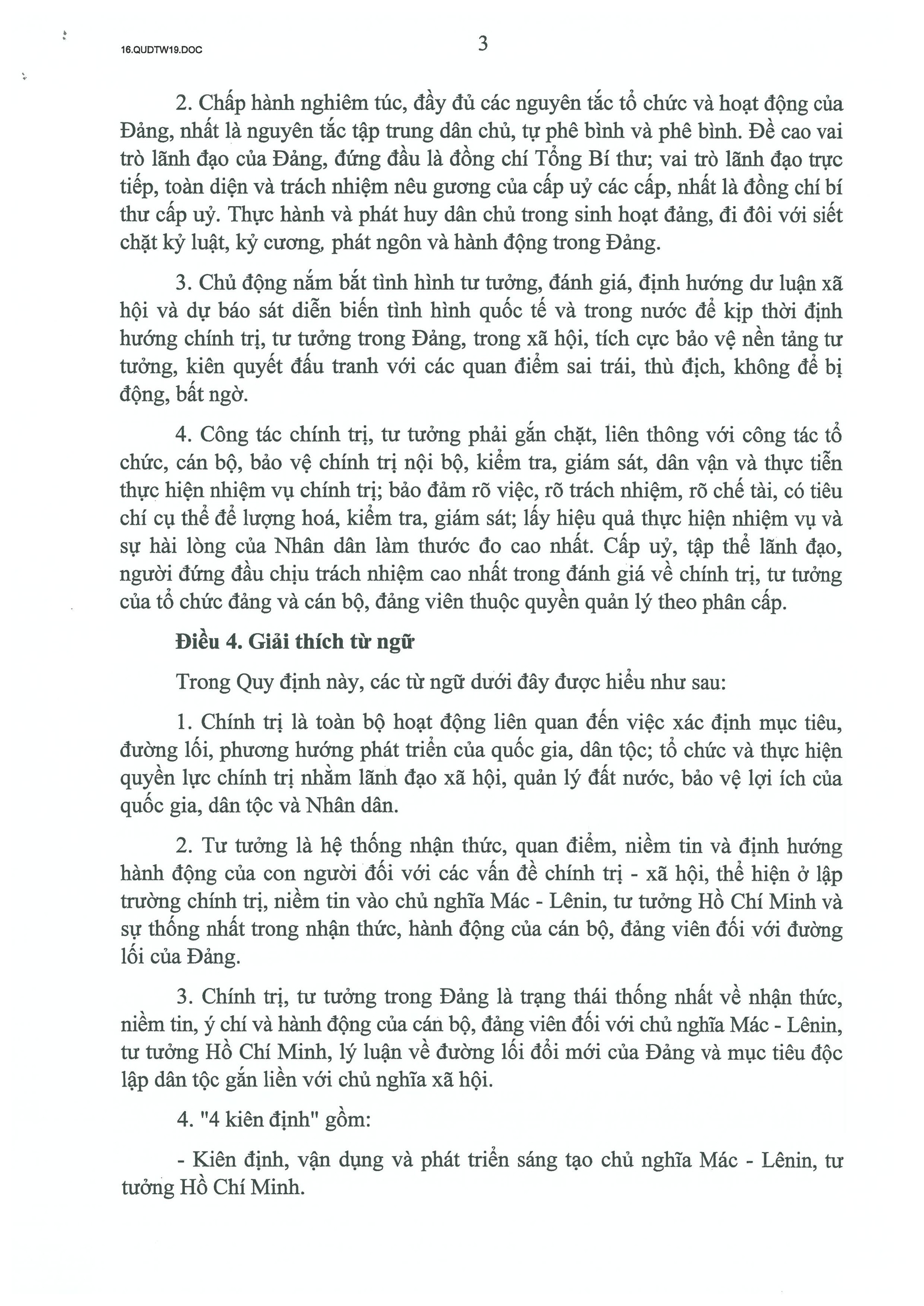Quy định số 19-QĐ/TW về công tác chính trị, tư tưởng trong Đảng- Ảnh 3.