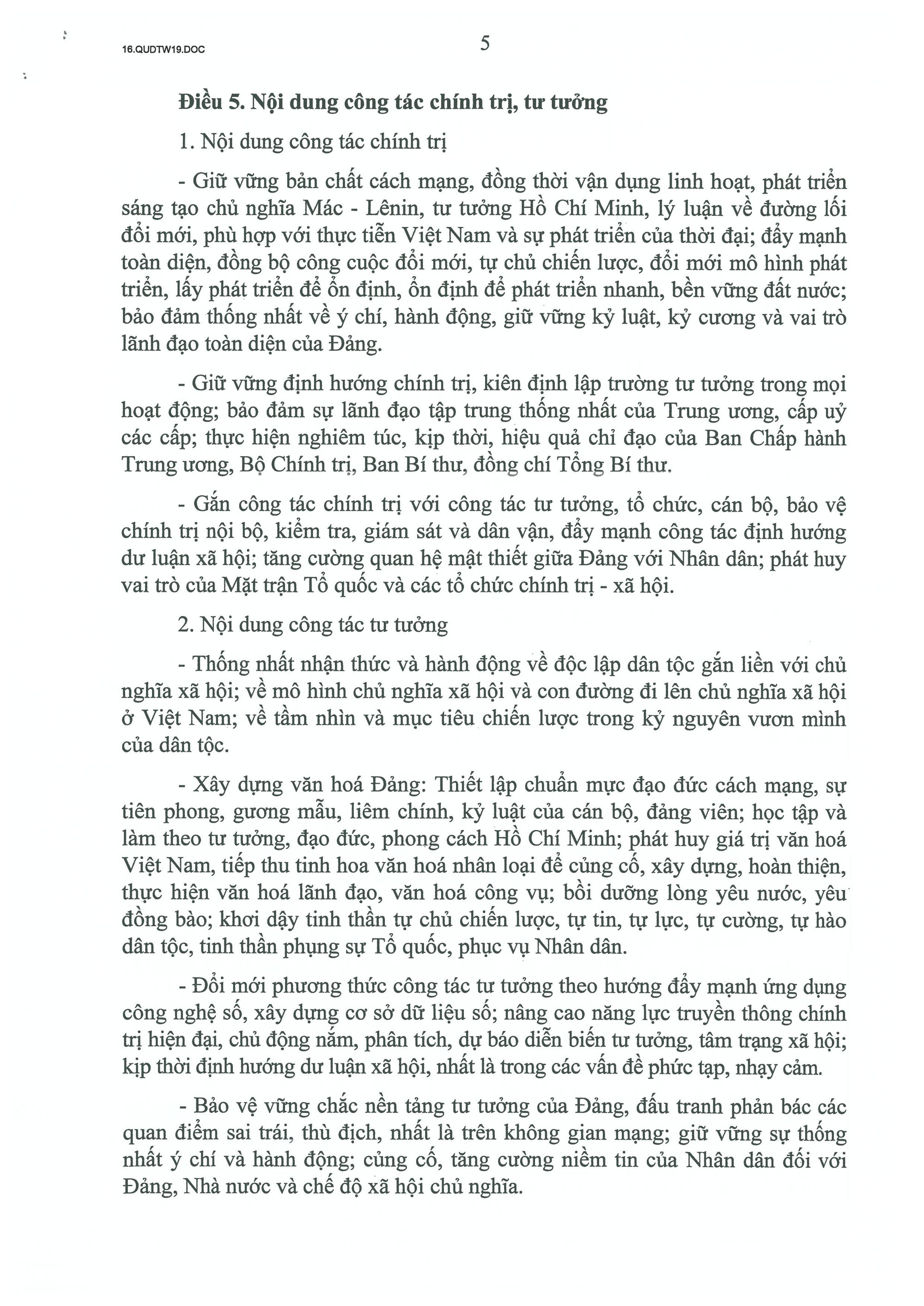 Quy định số 19-QĐ/TW về công tác chính trị, tư tưởng trong Đảng- Ảnh 5.