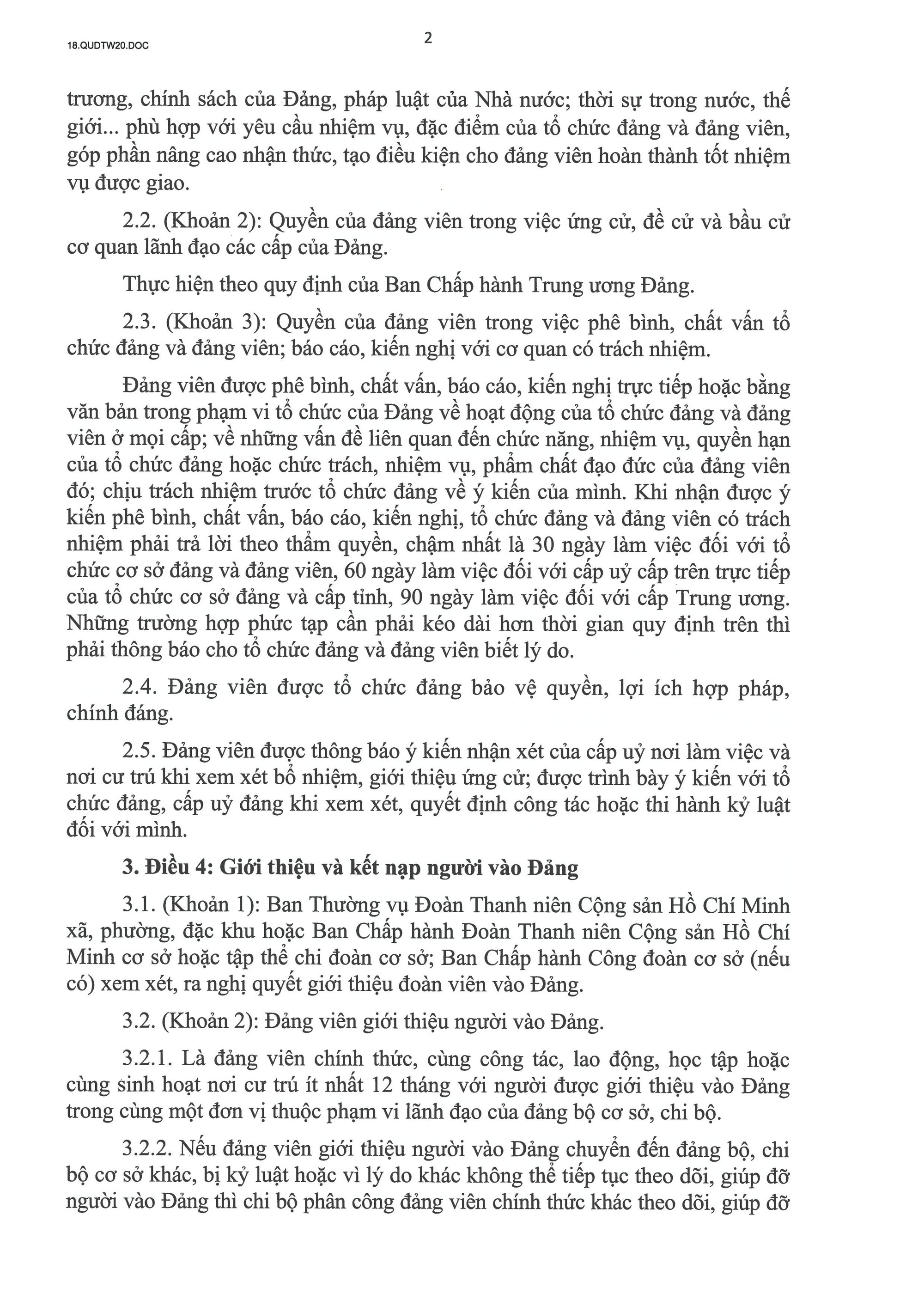 QUY ĐỊNH SỐ 20-QĐ/TW VỀ THI HÀNH ĐIỀU LỆ ĐẢNG- Ảnh 3.