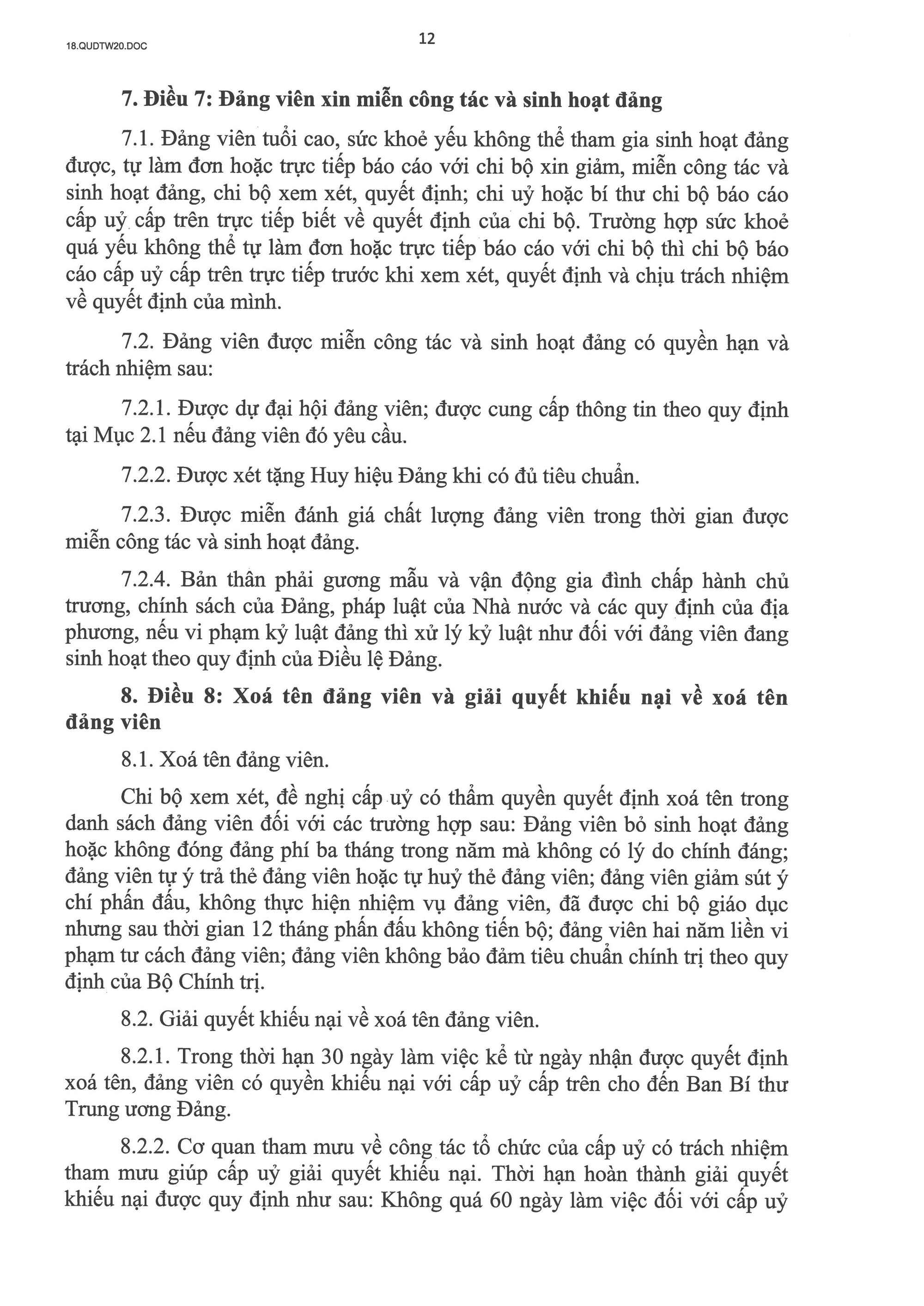 QUY ĐỊNH SỐ 20-QĐ/TW VỀ THI HÀNH ĐIỀU LỆ ĐẢNG- Ảnh 13.