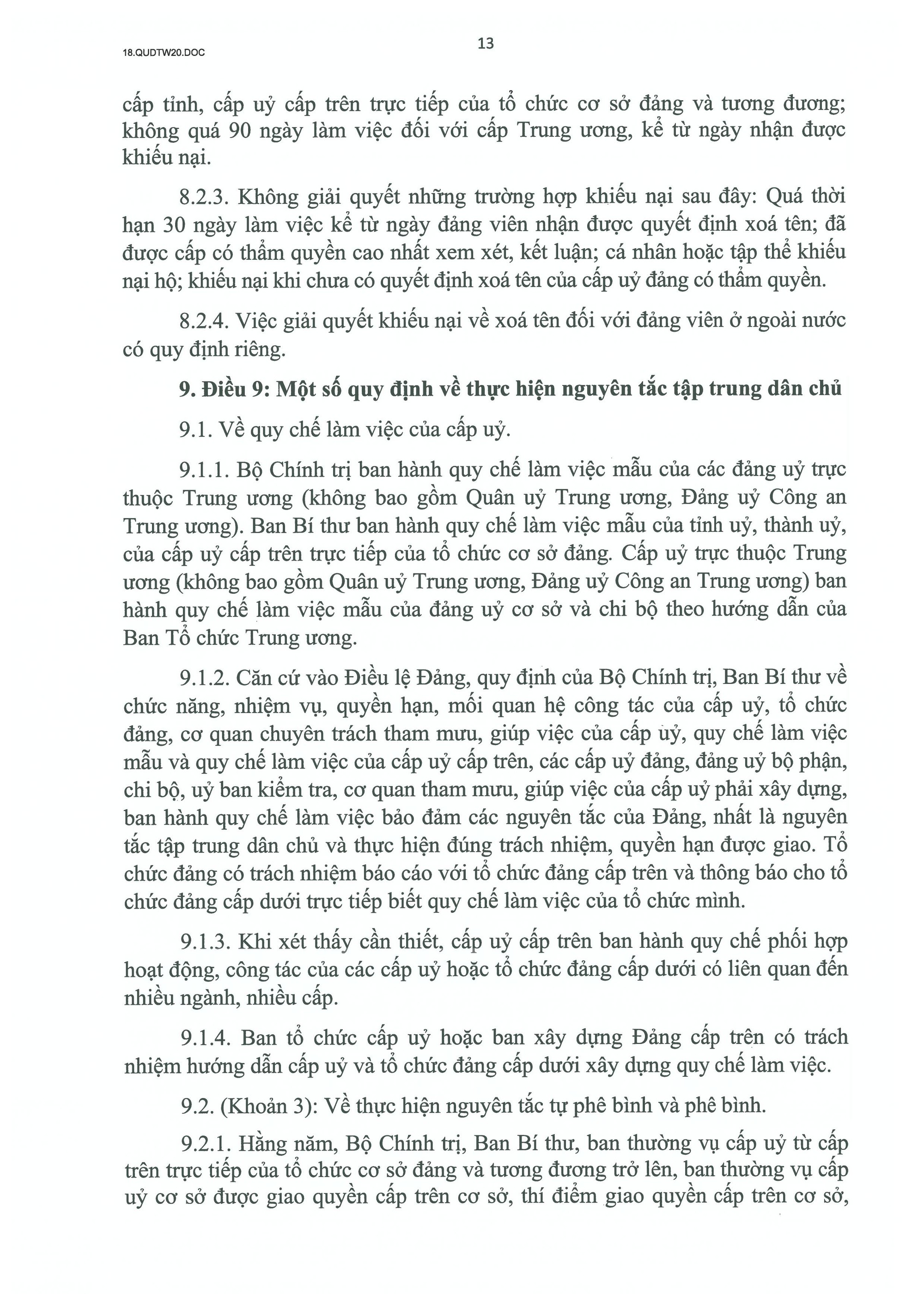 QUY ĐỊNH SỐ 20-QĐ/TW VỀ THI HÀNH ĐIỀU LỆ ĐẢNG- Ảnh 14.