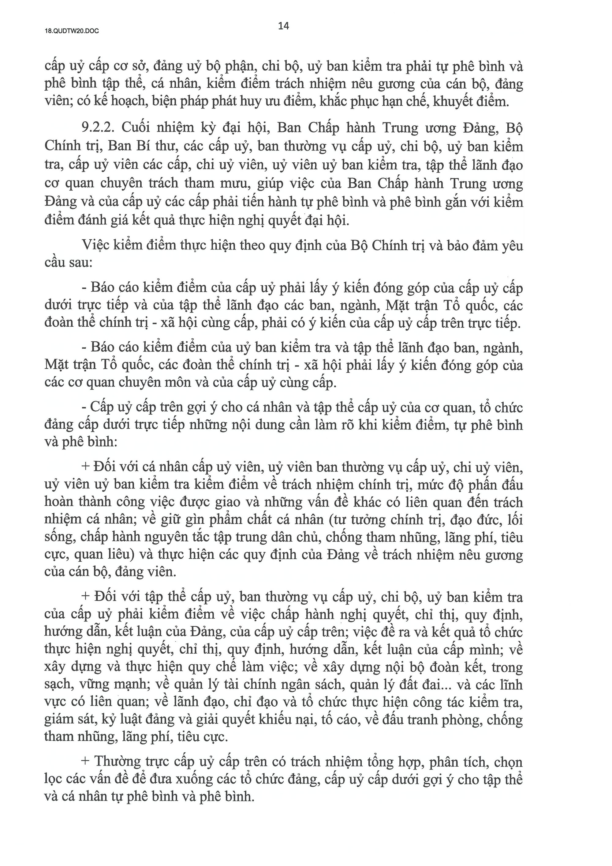 QUY ĐỊNH SỐ 20-QĐ/TW VỀ THI HÀNH ĐIỀU LỆ ĐẢNG- Ảnh 15.