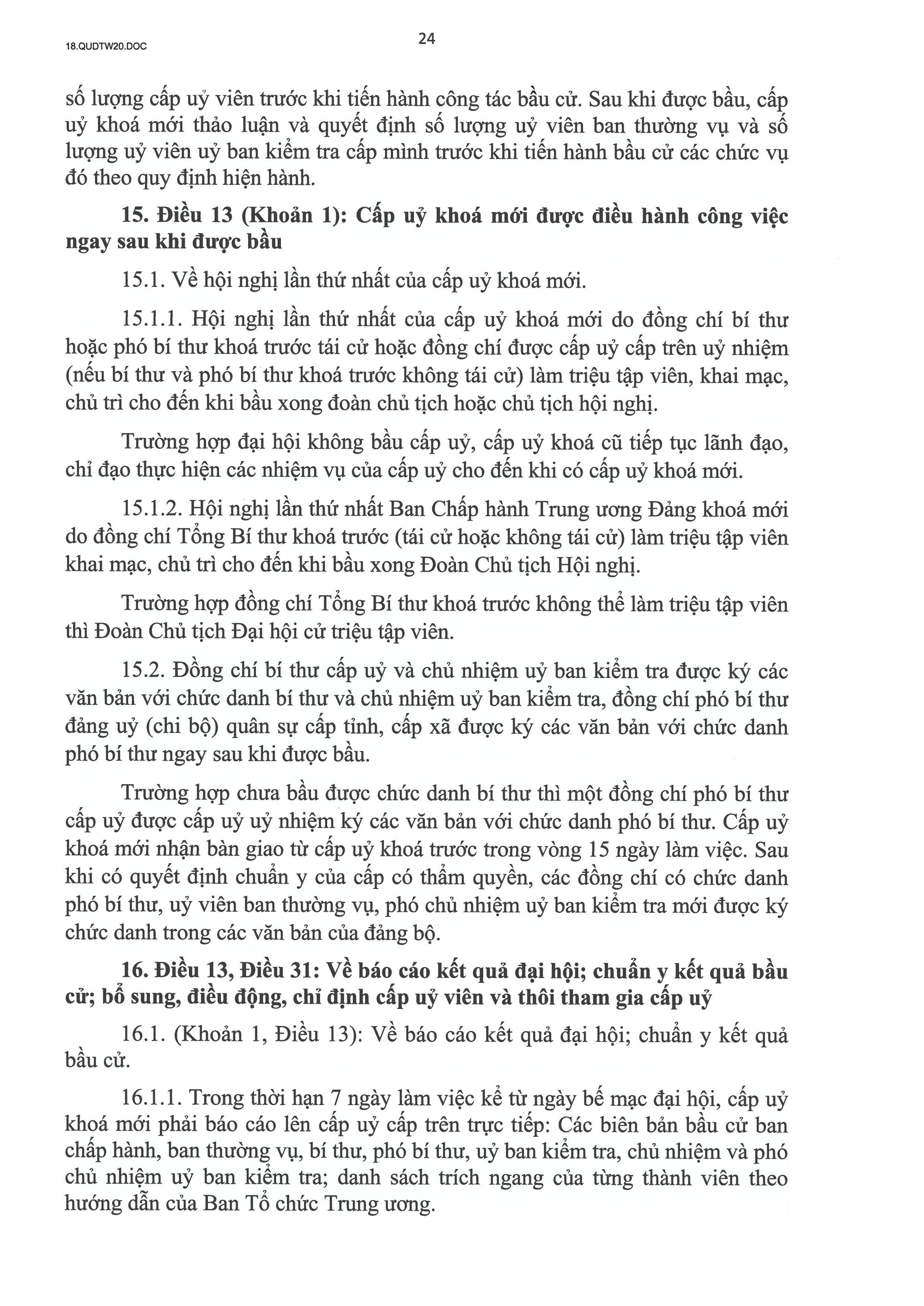 QUY ĐỊNH SỐ 20-QĐ/TW VỀ THI HÀNH ĐIỀU LỆ ĐẢNG- Ảnh 25.
