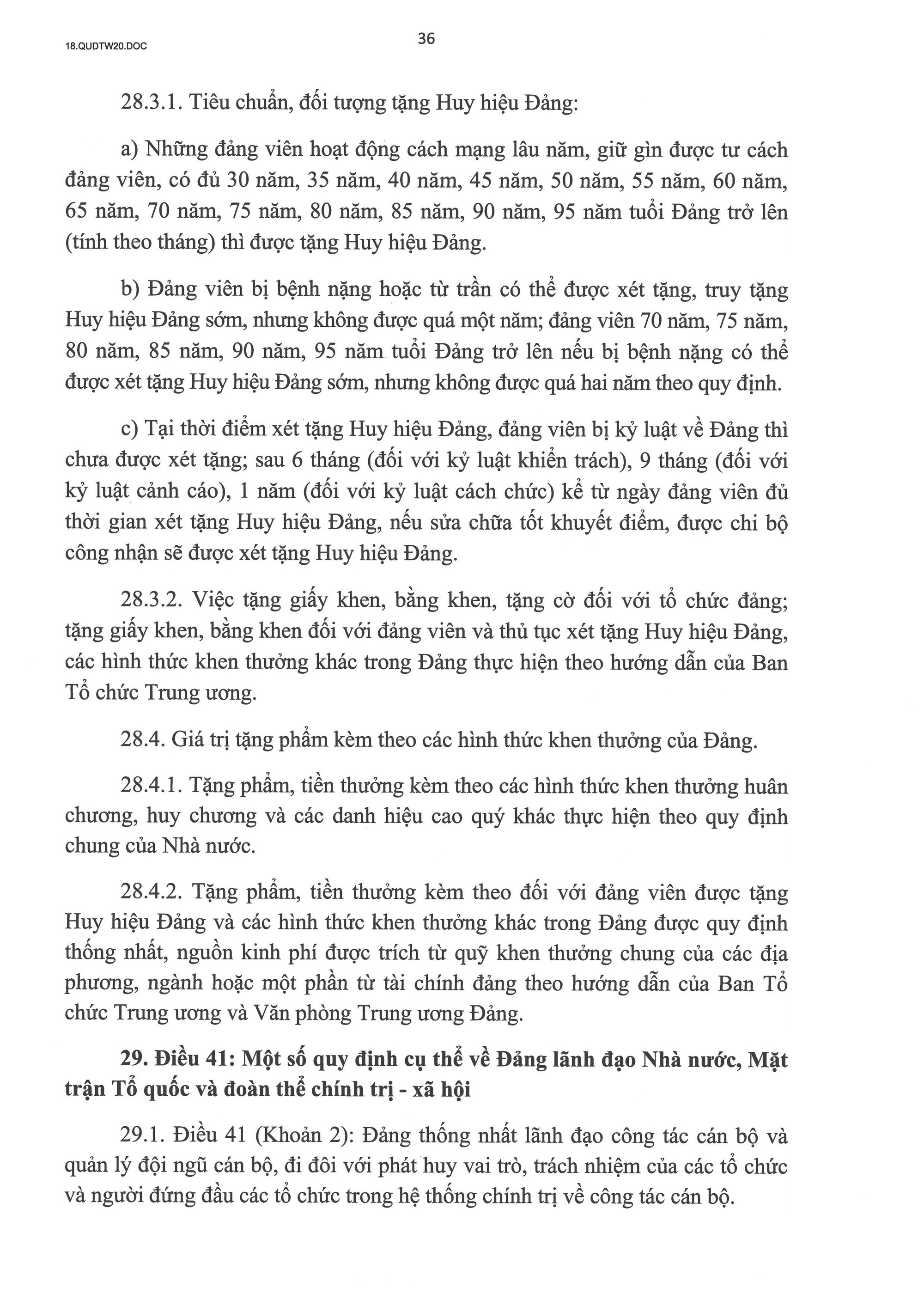 QUY ĐỊNH SỐ 20-QĐ/TW VỀ THI HÀNH ĐIỀU LỆ ĐẢNG- Ảnh 37.