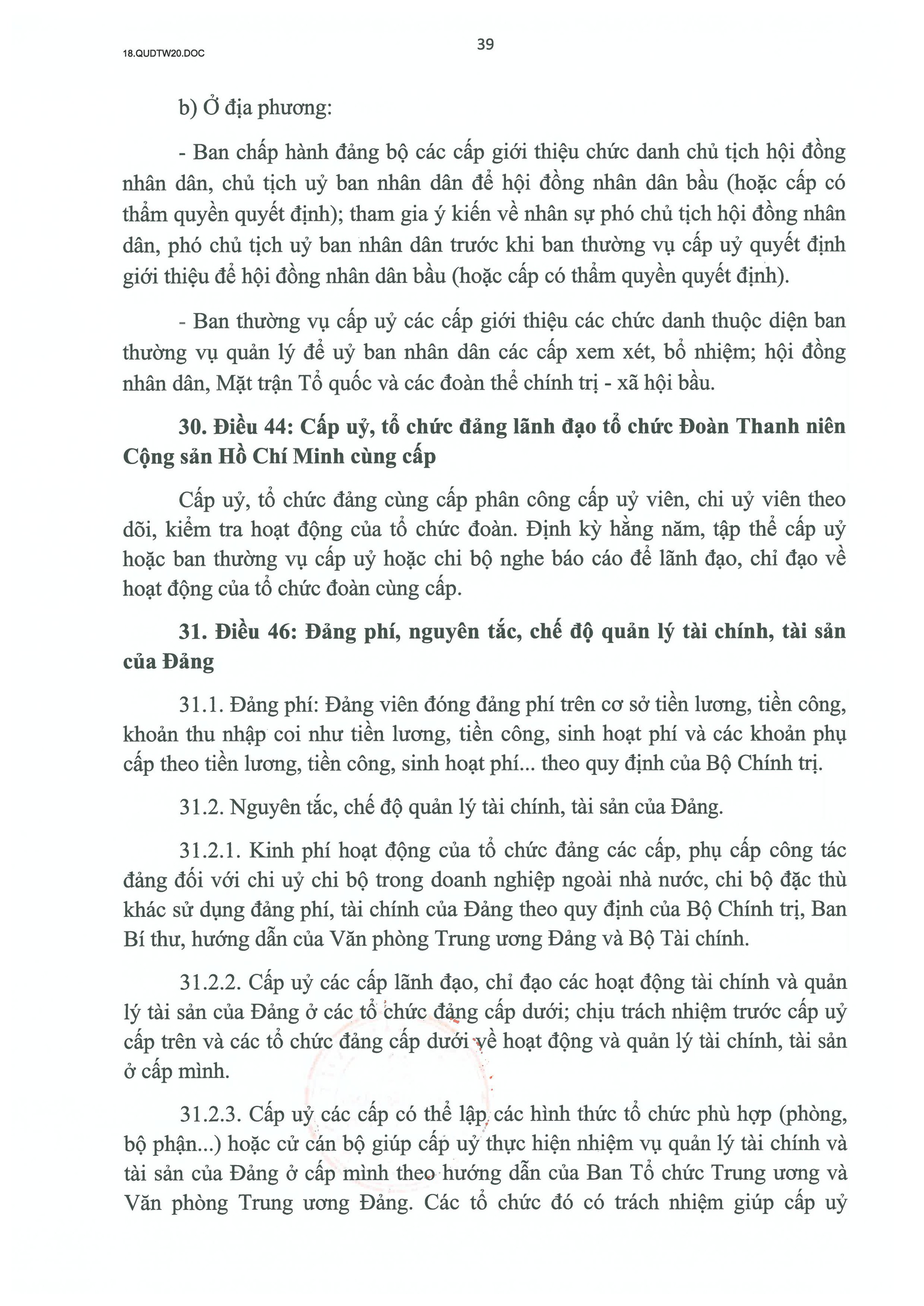 QUY ĐỊNH SỐ 20-QĐ/TW VỀ THI HÀNH ĐIỀU LỆ ĐẢNG- Ảnh 40.