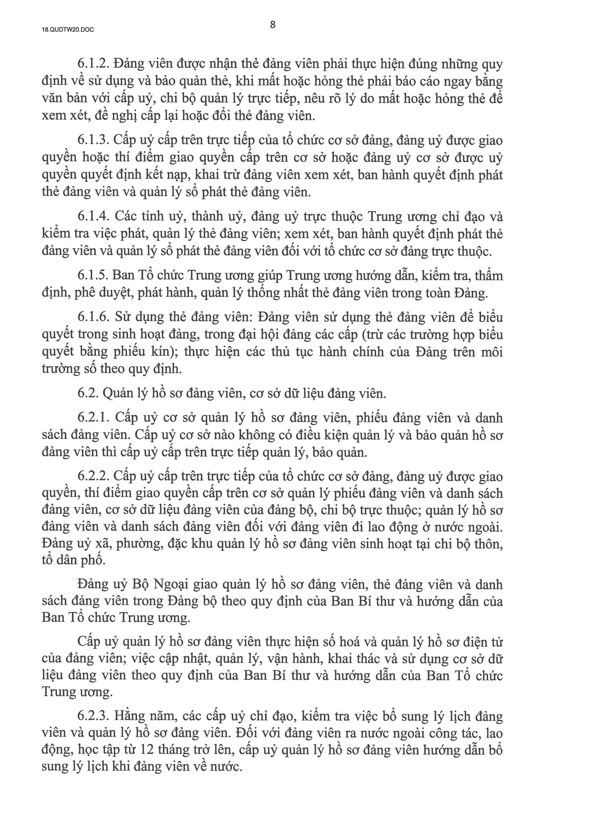 QUY ĐỊNH SỐ 20-QĐ/TW VỀ THI HÀNH ĐIỀU LỆ ĐẢNG- Ảnh 9.