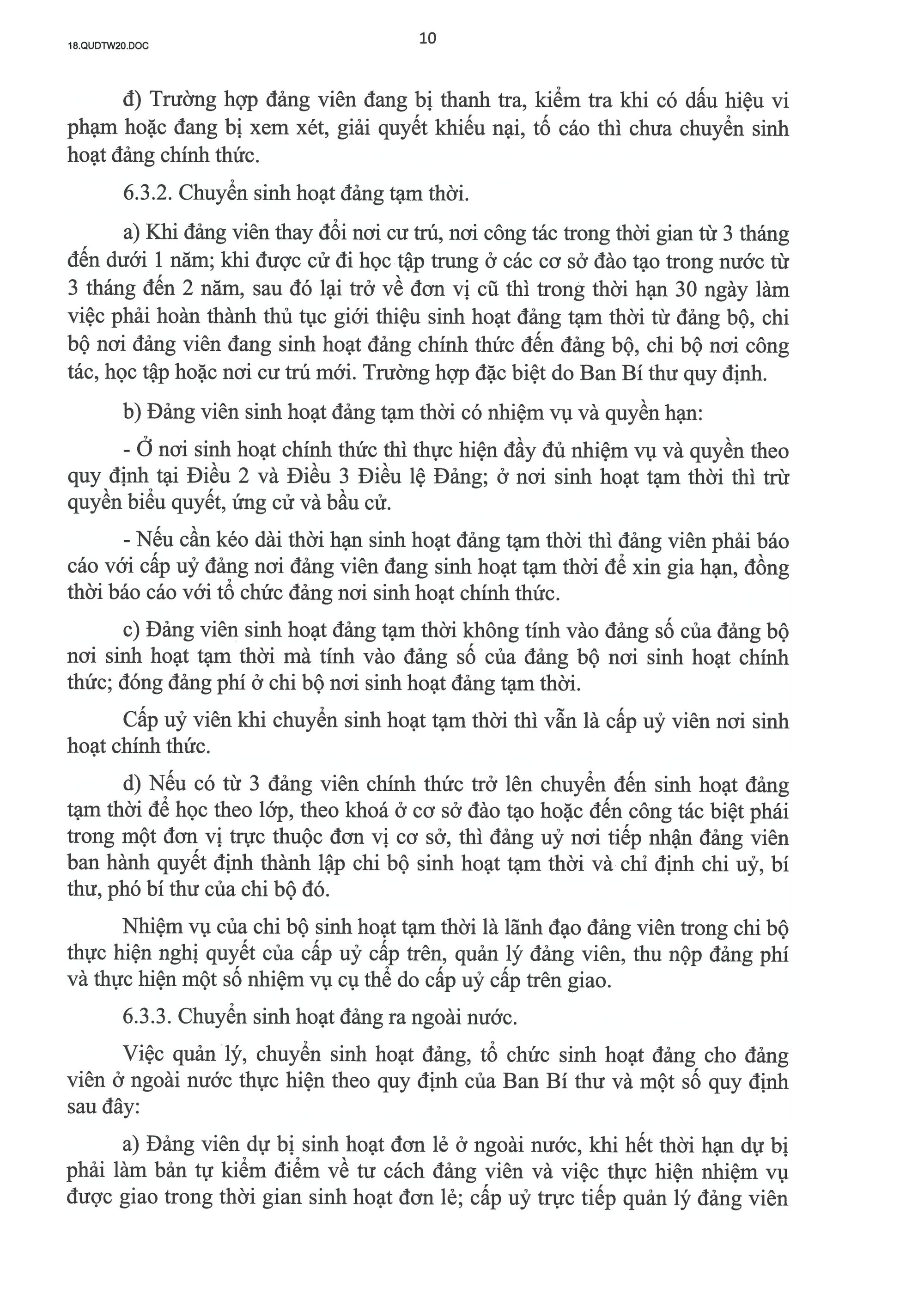 QUY ĐỊNH SỐ 20-QĐ/TW VỀ THI HÀNH ĐIỀU LỆ ĐẢNG- Ảnh 11.
