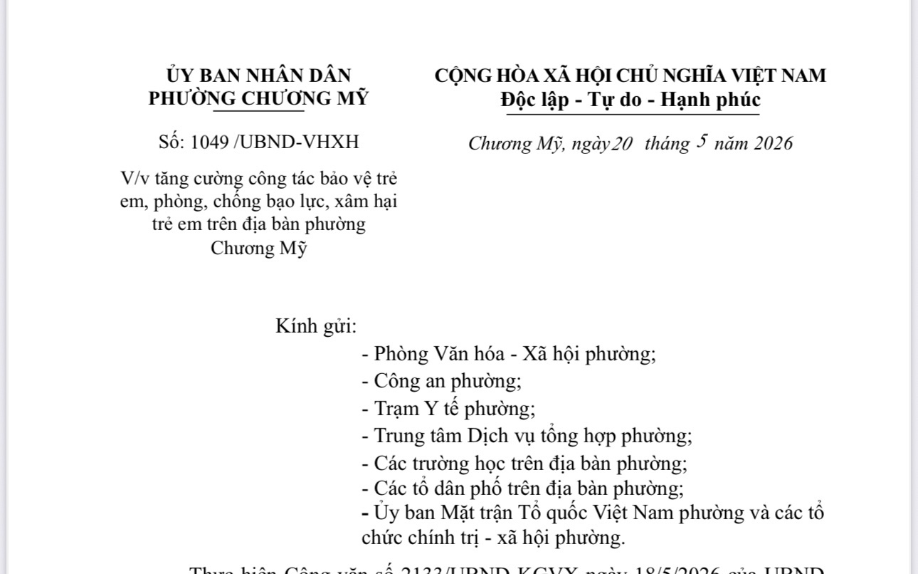 Phường Chương Mỹ tăng cường công tác bảo vệ trẻ em, phòng chống bạo lực, xâm hại trẻ em trên địa bàn