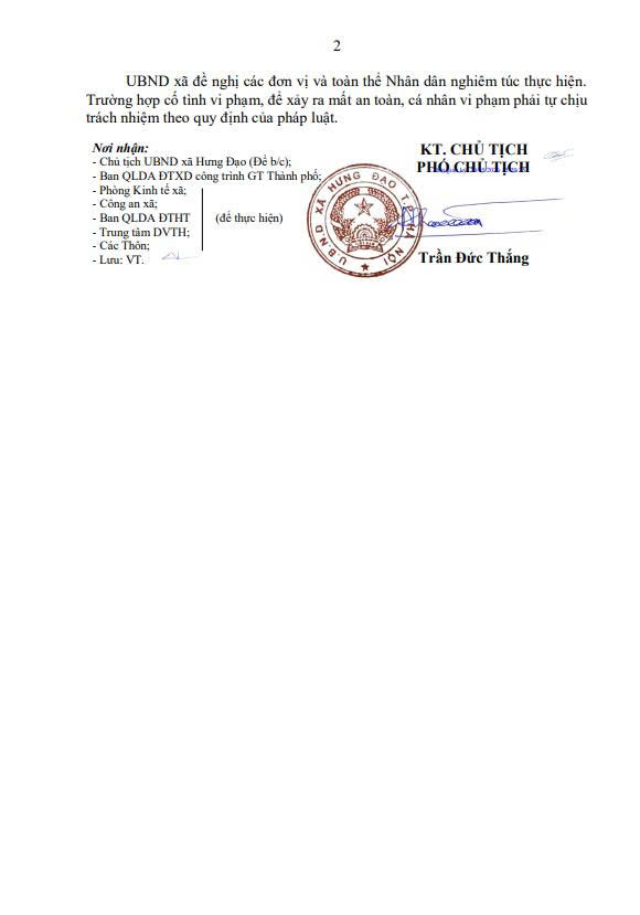 Thông báo về việc nghiêm cấm người và phương tiện lưu thông trên một số tuyến đường- Ảnh 2.