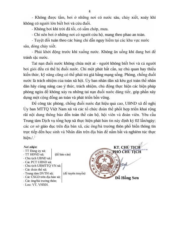 THÔNG BÁO 
Về việc tăng cường công tác phòng, chống tai nạn đuối nước trên địa bàn xã Hưng Đạo - Ảnh 4.