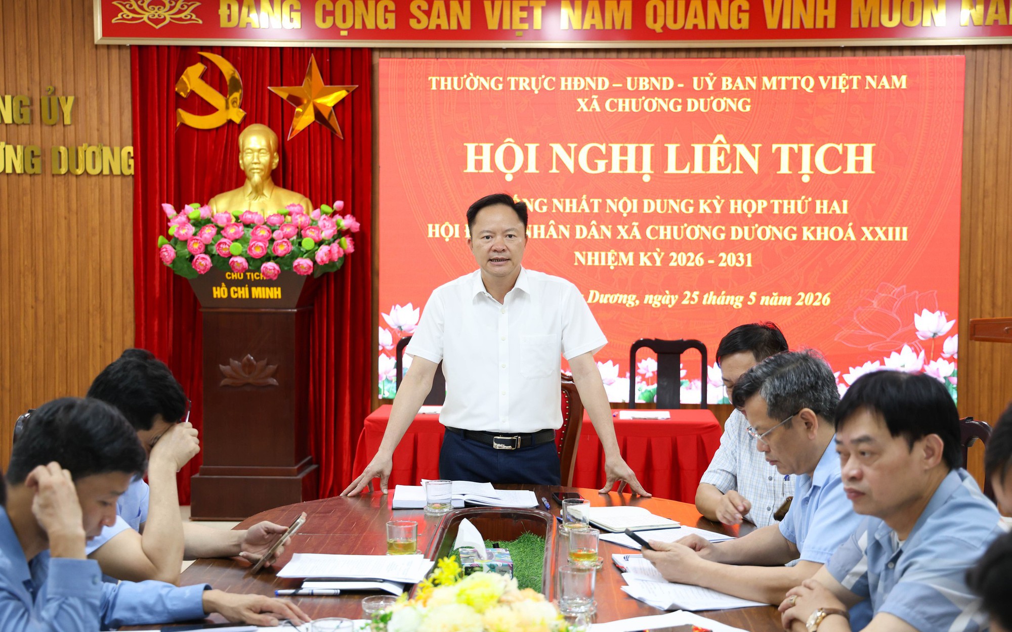 Hội nghị liên tịch thống nhất nội dung chương trình kỳ họp thường lệ giữa năm 2026 HĐND xã Chương Dương khóa XXIII, nhiệm kỳ 2026 - 2031
