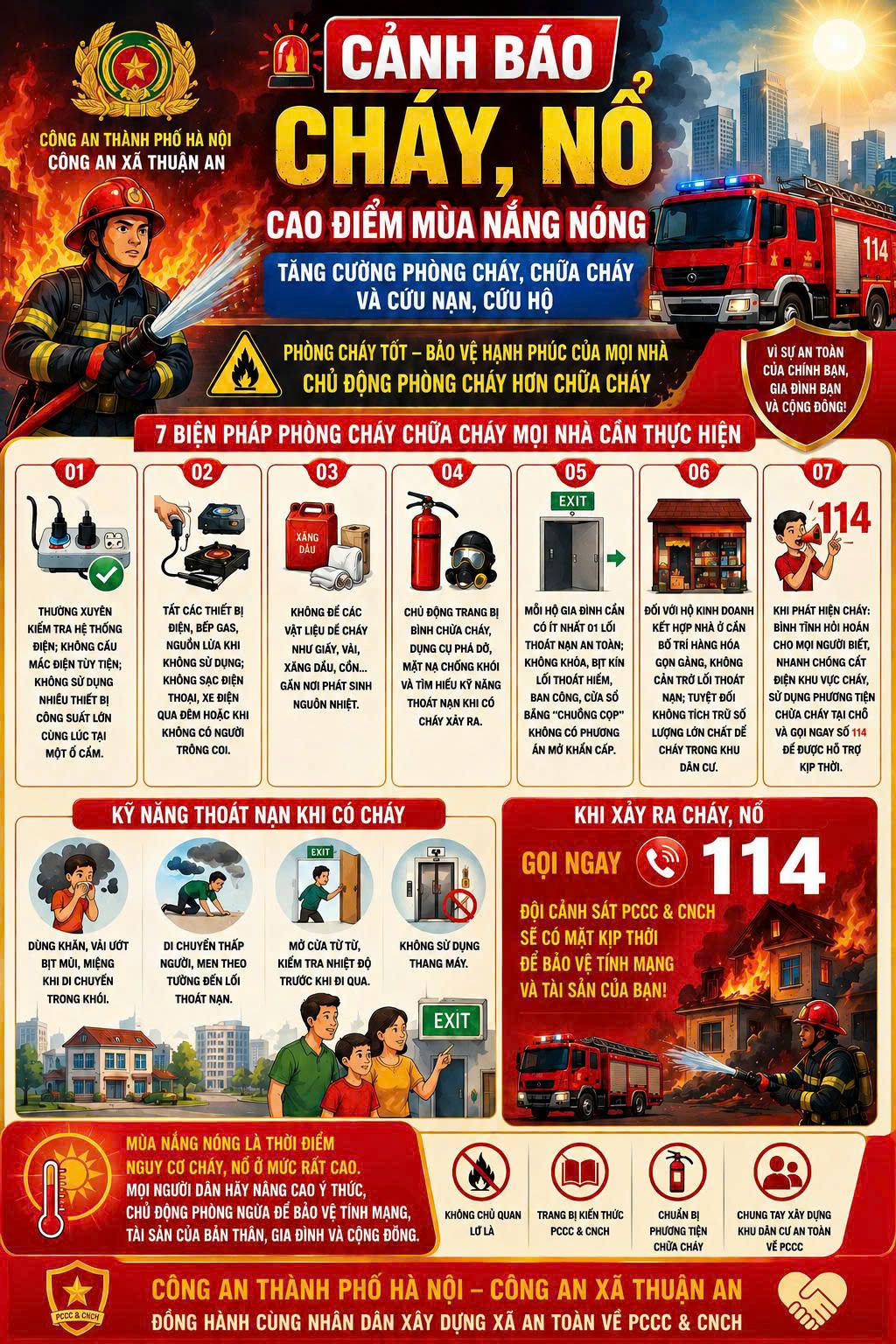 A poster with firemen and fire extinguisher  AI-generated content may be incorrect.