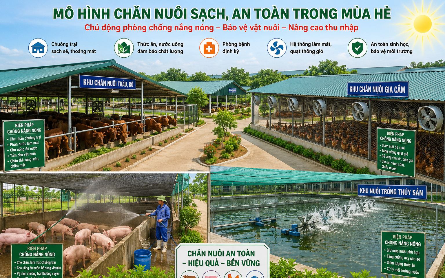 Chủ động phòng chống nắng nóng cho đàn vật nuôi và thủy sản