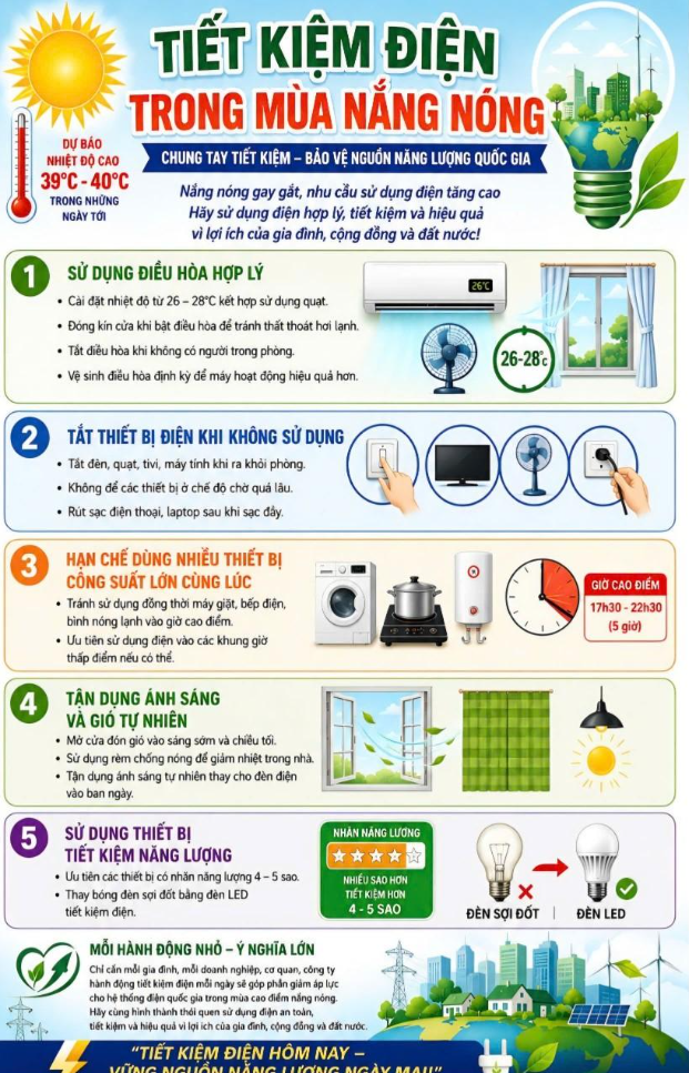 Sử dụng điện tiết kiệm, hiệu quả trong mùa nắng nóng- Ảnh 1.
