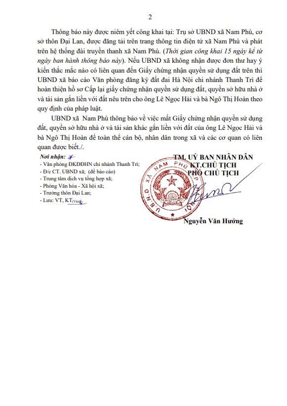 Thông báo số 332/TB-UBND ngày 25/5/2026 của UBND xã Nam Phù- Ảnh 2.