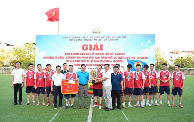 Bế mạc Giải bóng đá nam Công đoàn xã Hoài Đức lần thứ I năm 2026- Ảnh 5.