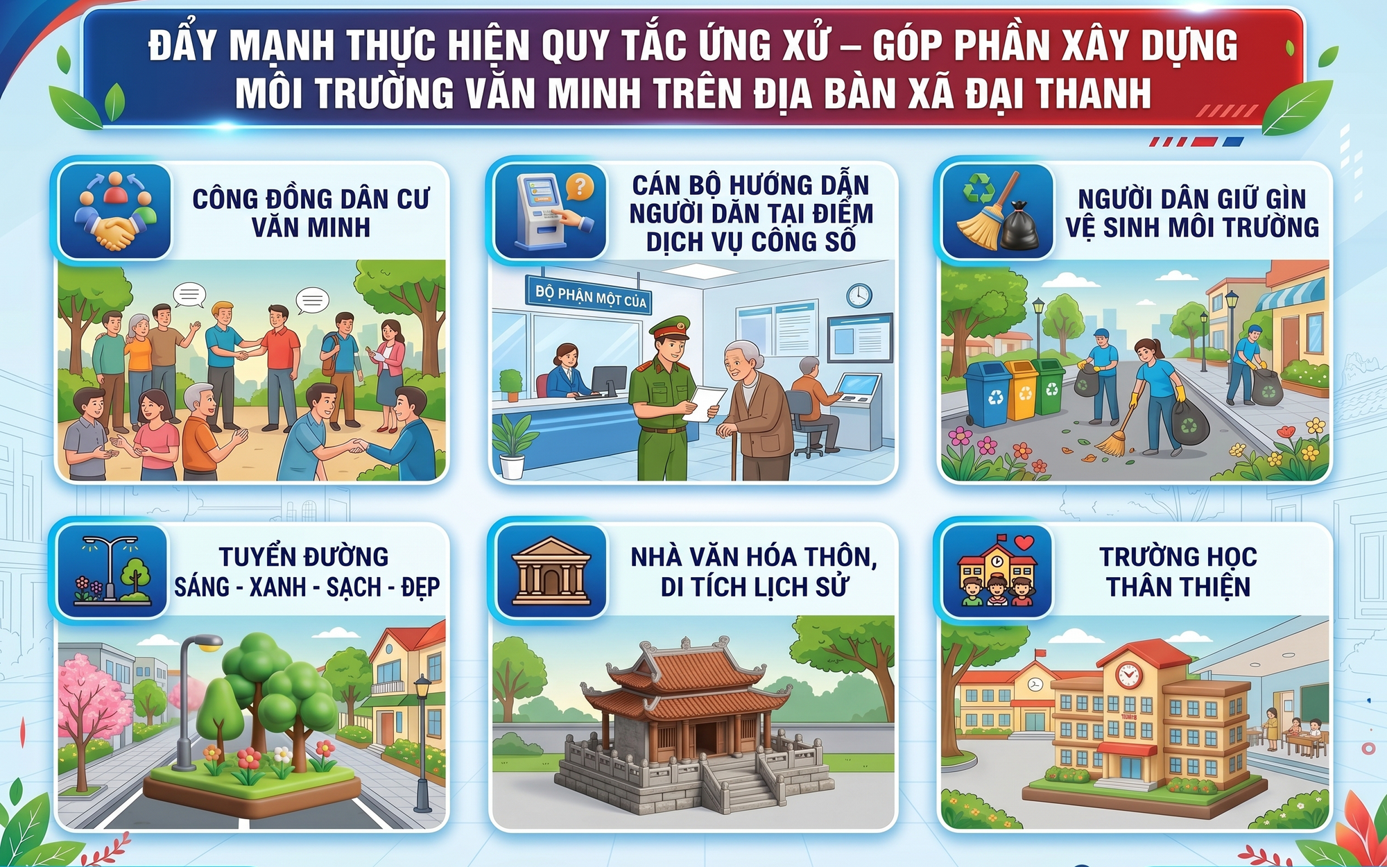 Đẩy mạnh thực hiện Quy tắc ứng xử, góp phần thực hiện môi trường văn minh trên địa bàn xã Đại Thanh
